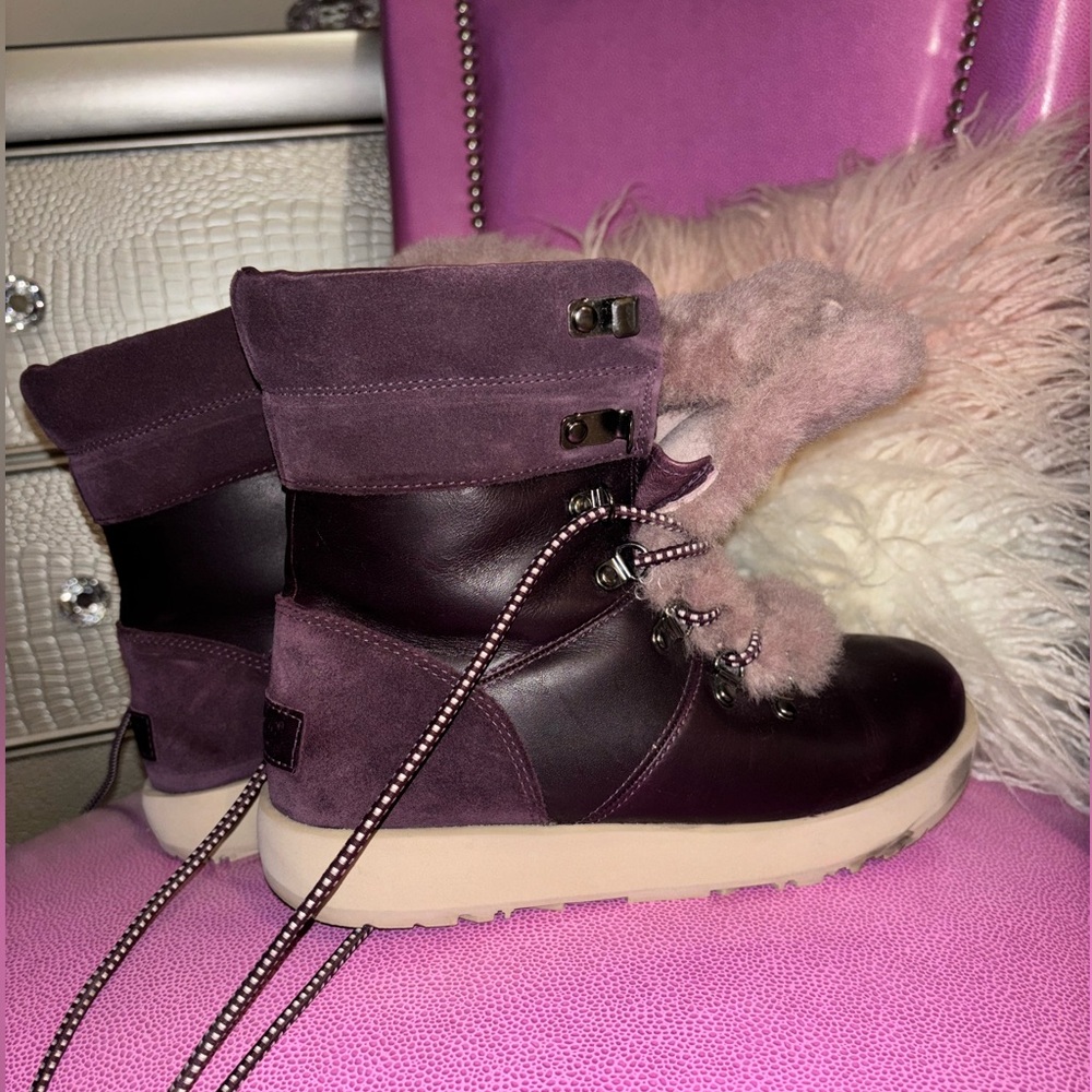UGG Vicki boots wool suede mauve pink & dark WINE colors